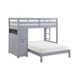 B2024GYLTF-1* - (6) Twin/Full Loft Bunk Bed with Chest and Hidden Desk