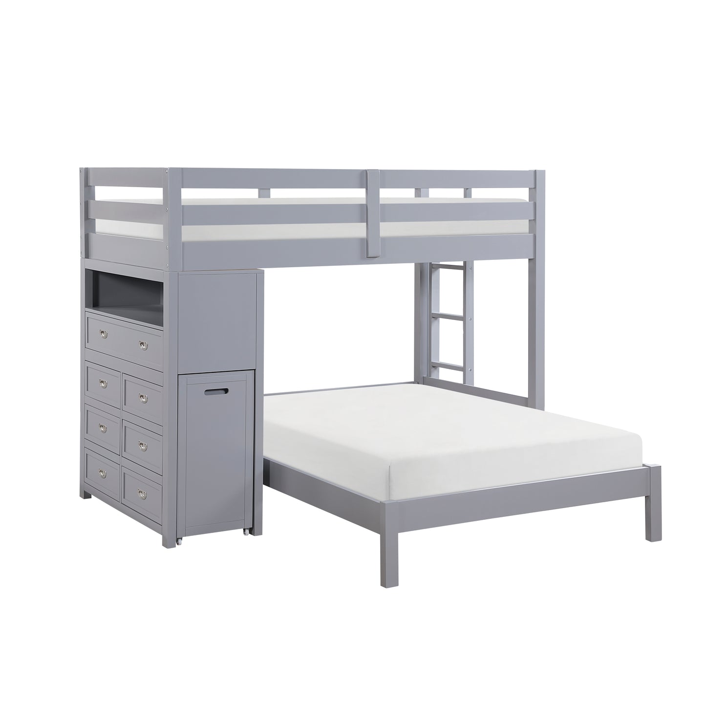 B2024GYLTF-1* - (6) Twin/Full Loft Bunk Bed with Chest and Hidden Desk