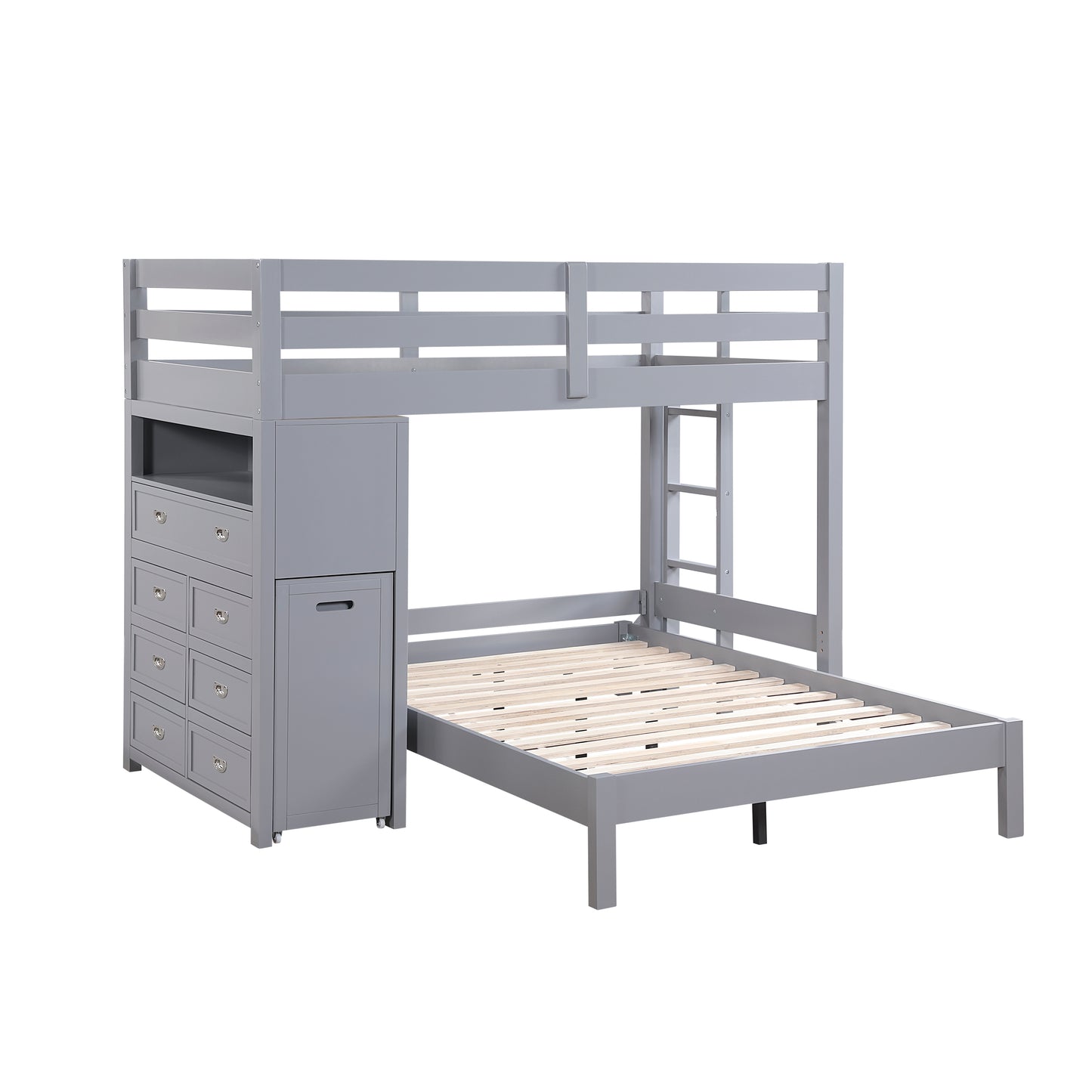 B2024GYLTF-1* - (6) Twin/Full Loft Bunk Bed with Chest and Hidden Desk