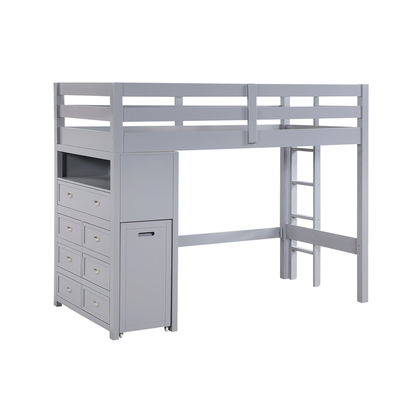 B2024GYLTF-1* - (6) Twin/Full Loft Bunk Bed with Chest and Hidden Desk