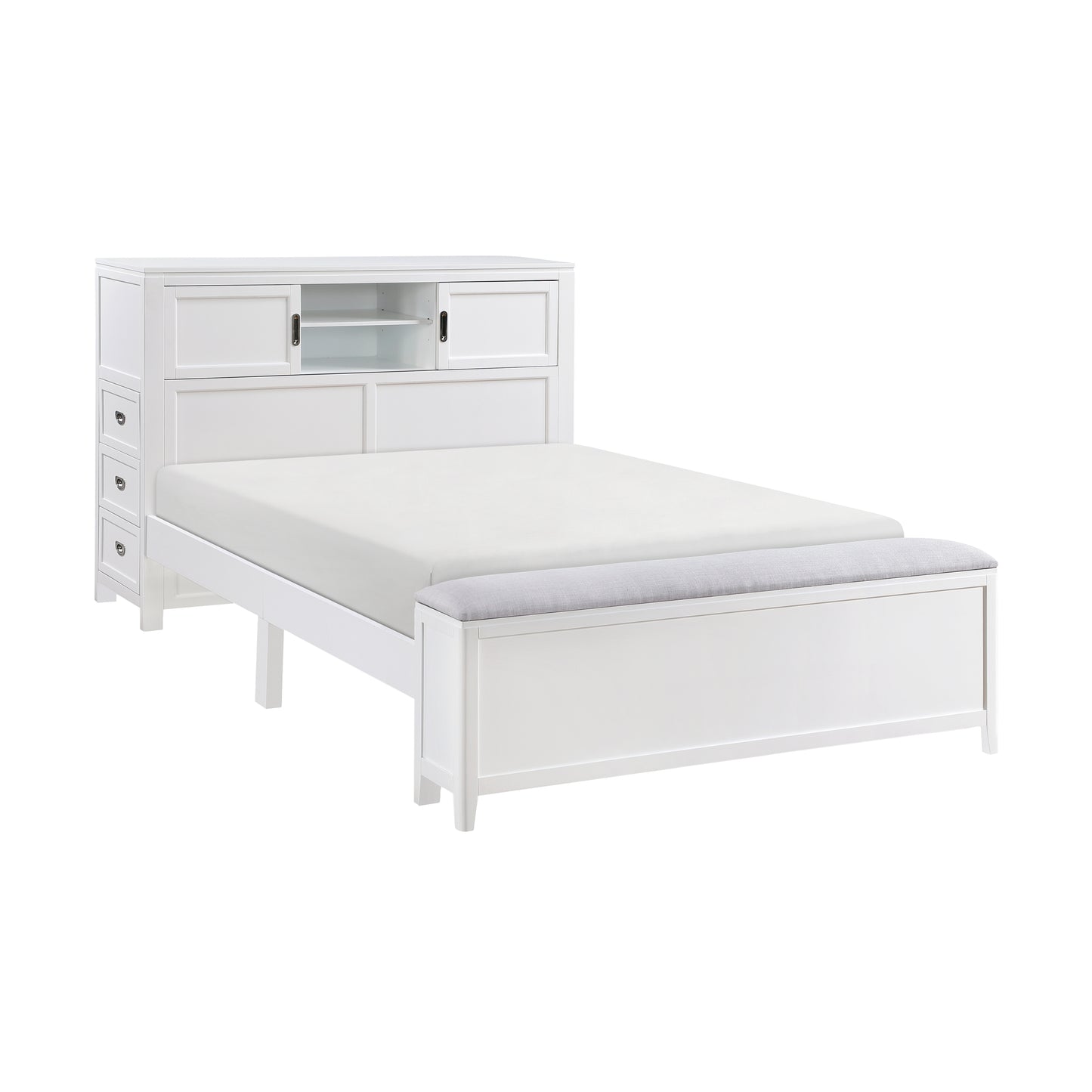 B2024WHBCF-1* - (2) Full Bookcase Bed with Hidden Desk, Stool and Storage Bench