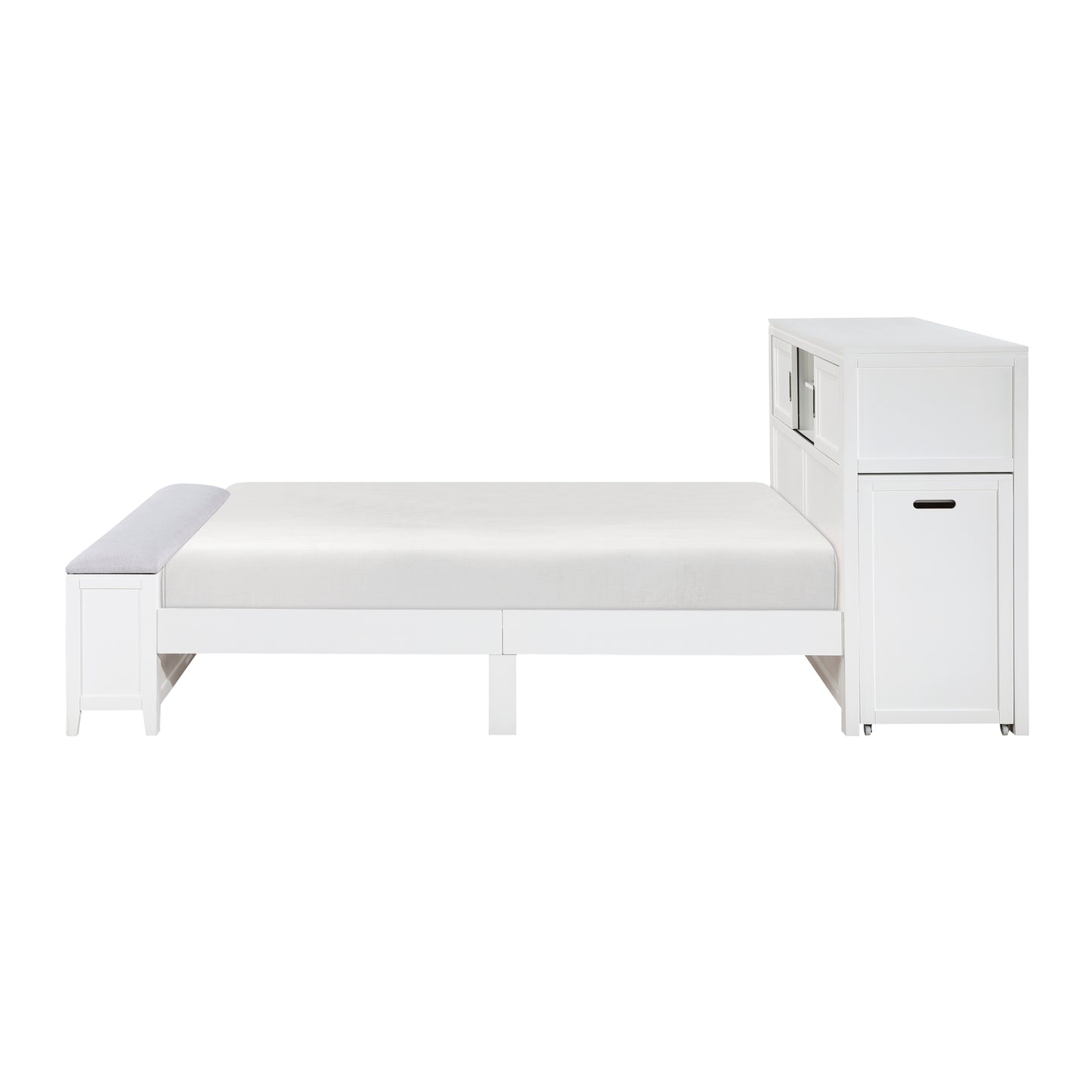 B2024WHBCF-1* - (2) Full Bookcase Bed with Hidden Desk, Stool and Storage Bench