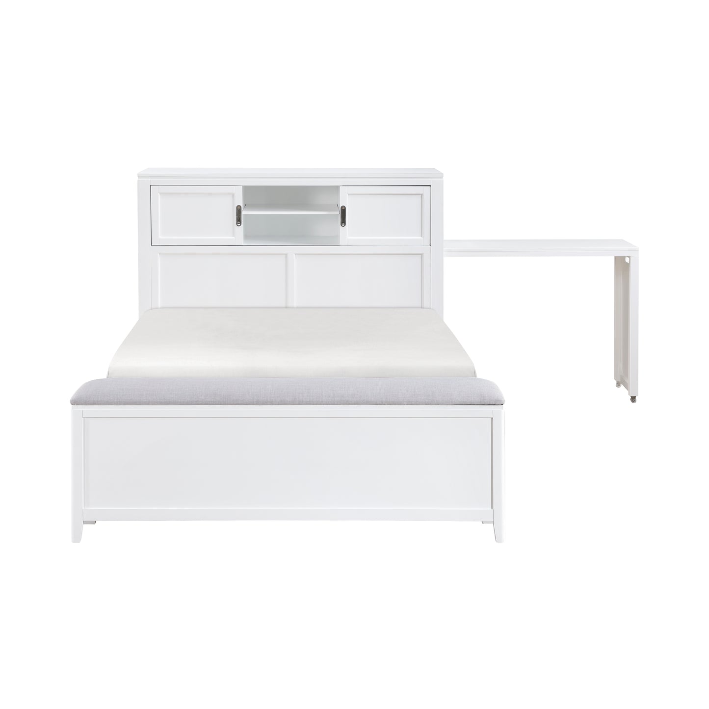 B2024WHBCF-1* - (2) Full Bookcase Bed with Hidden Desk, Stool and Storage Bench
