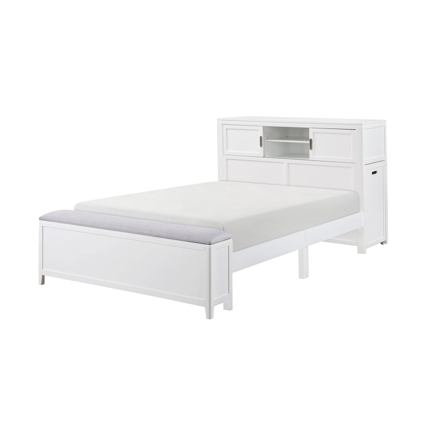 B2024WHBCF-1* - (2) Full Bookcase Bed with Hidden Desk, Stool and Storage Bench
