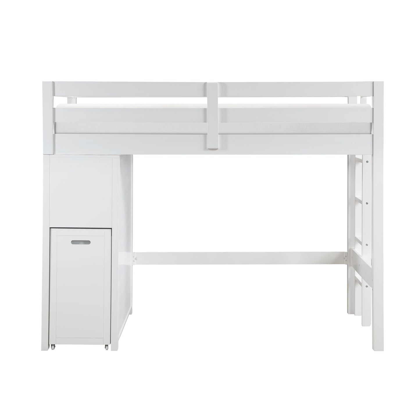 B2024WHLTF-1* - (6) Twin/Full Loft Bunk Bed with Chest and Hidden Desk