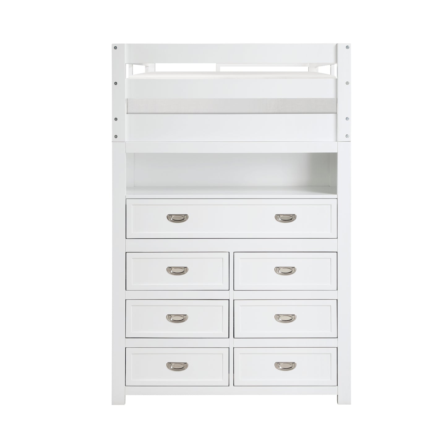 B2024WHLTF-1* - (6) Twin/Full Loft Bunk Bed with Chest and Hidden Desk