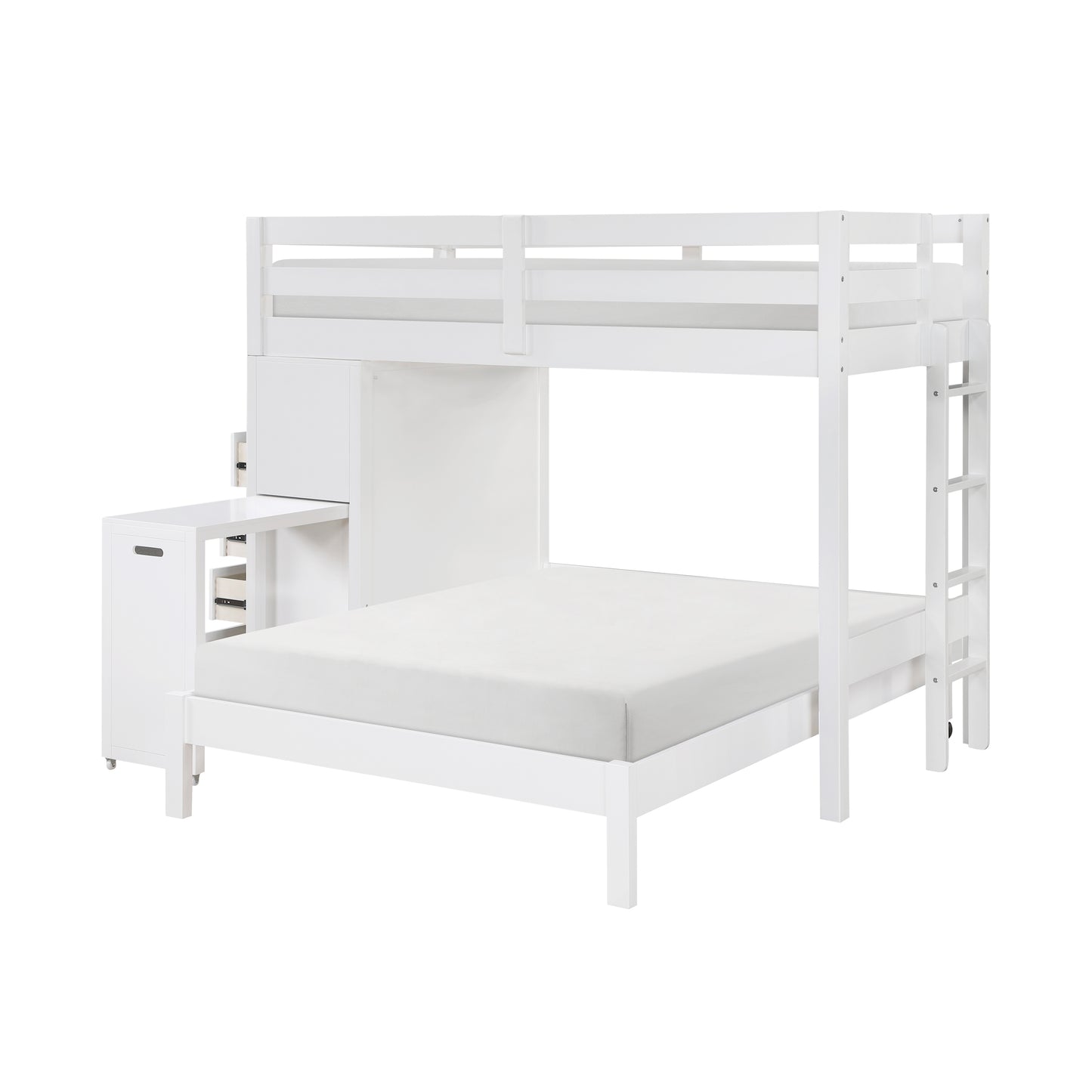 B2024WHLTF-1* - (6) Twin/Full Loft Bunk Bed with Chest and Hidden Desk