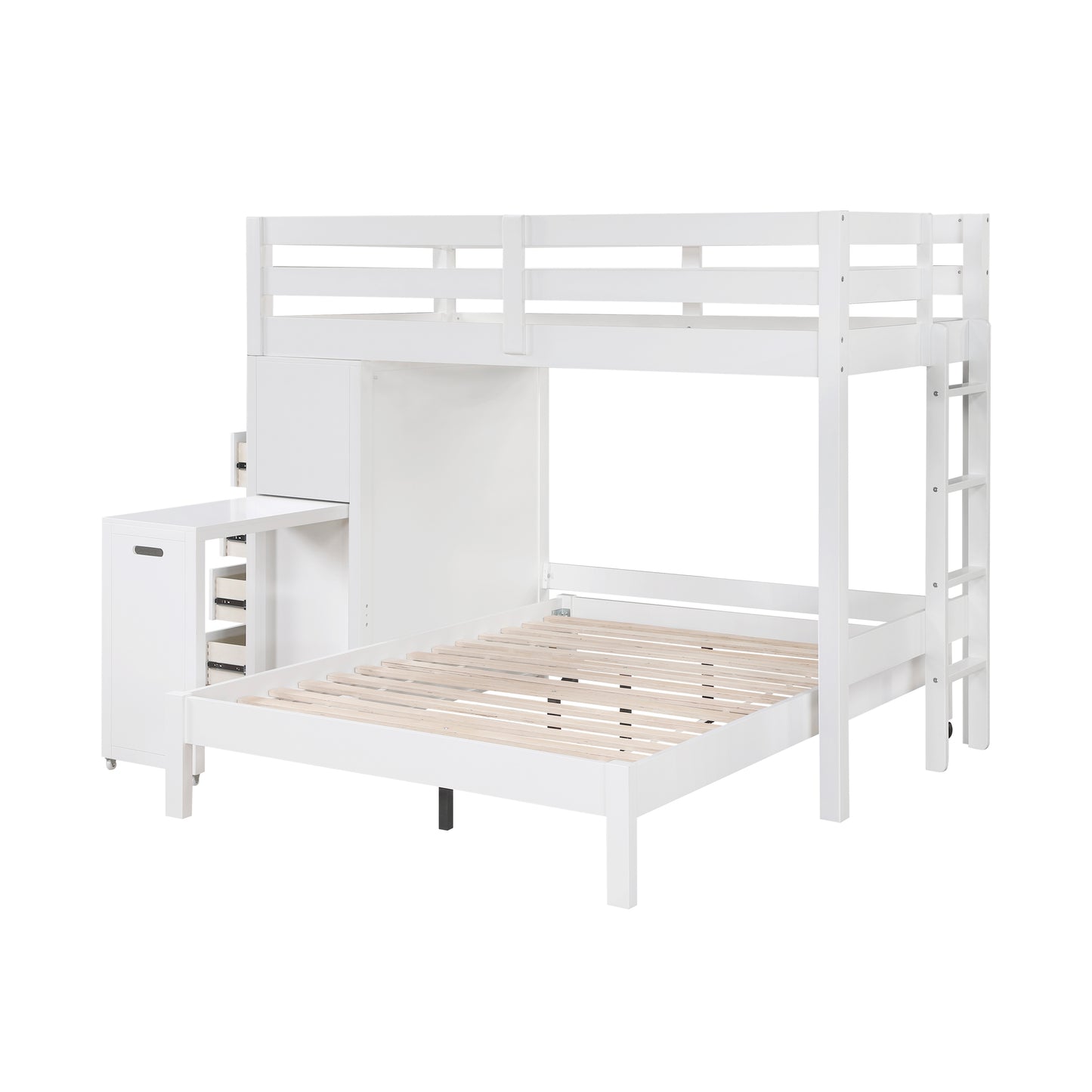 B2024WHLTF-1* - (6) Twin/Full Loft Bunk Bed with Chest and Hidden Desk