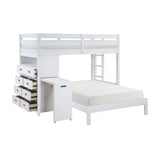 White Sloane Collection's Twin/Full Loft Bunk Bed with Chest and Hidden Desk
