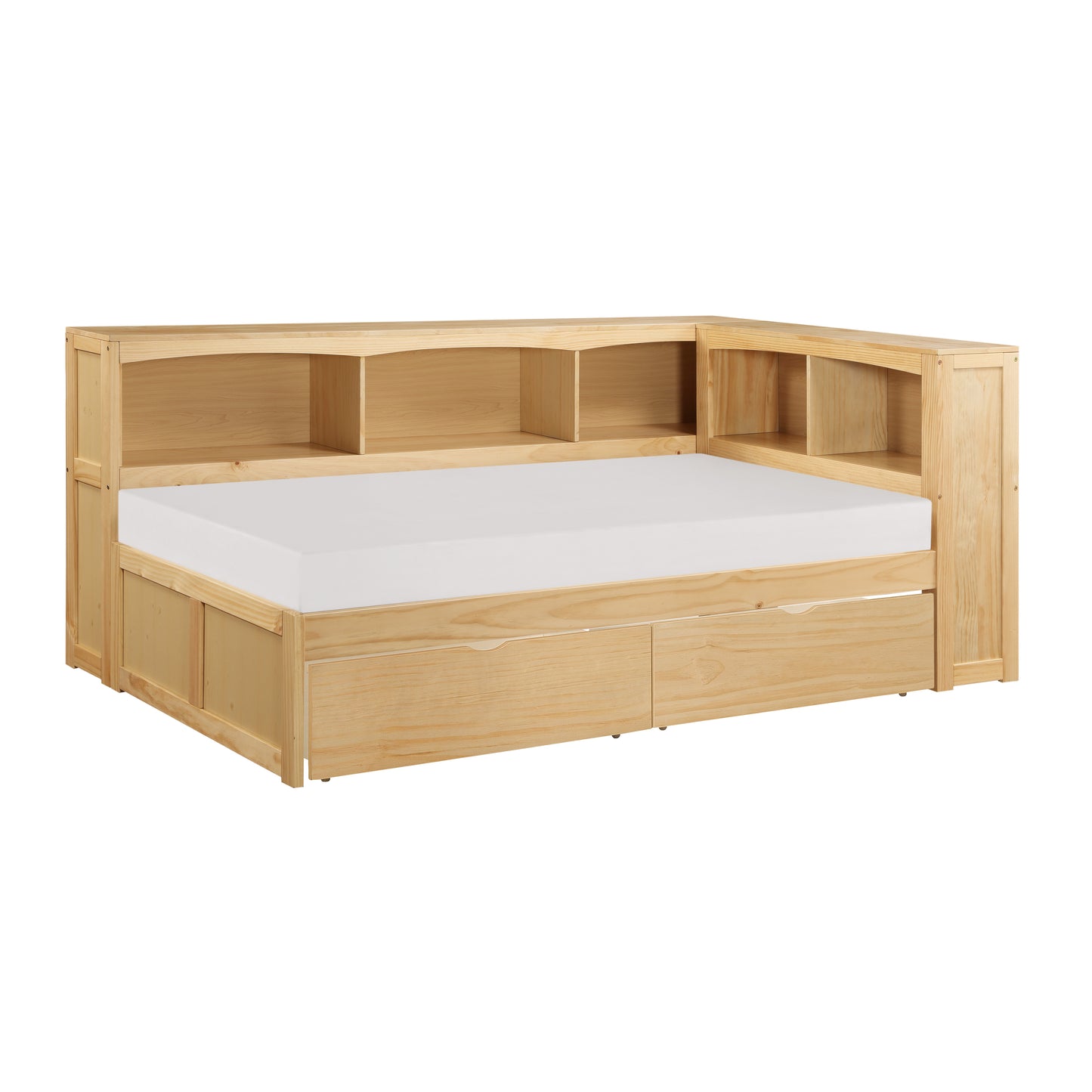 B2043BC-1BCT* - (4) Twin Bookcase Corner Bed with Storage Boxes