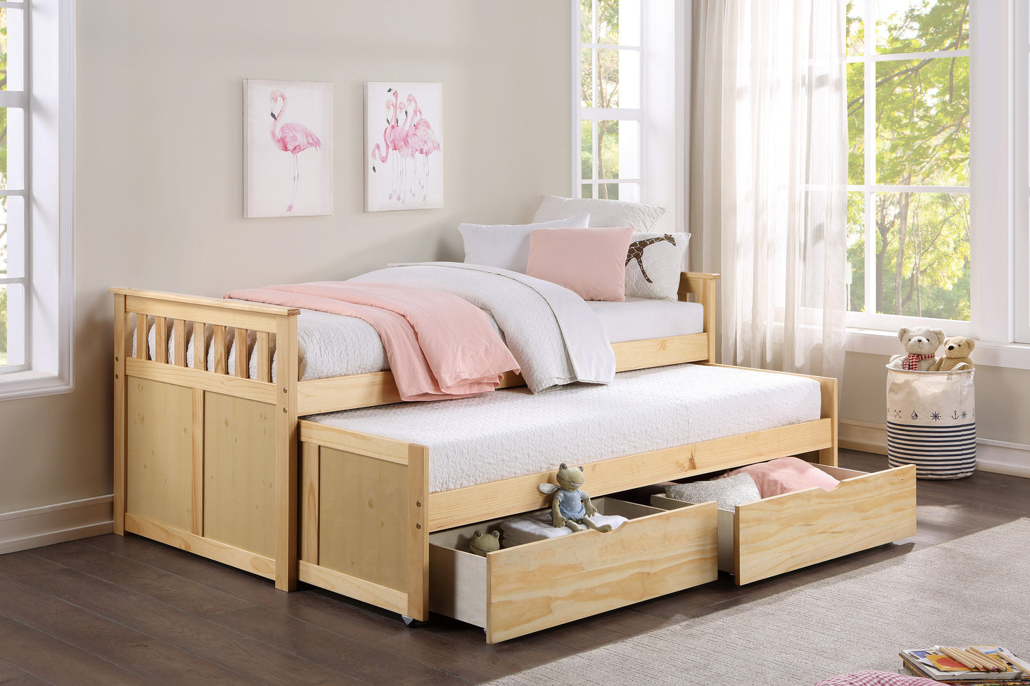 B2043RT-1T* - (4) Twin/Twin Bed with Storage Boxes