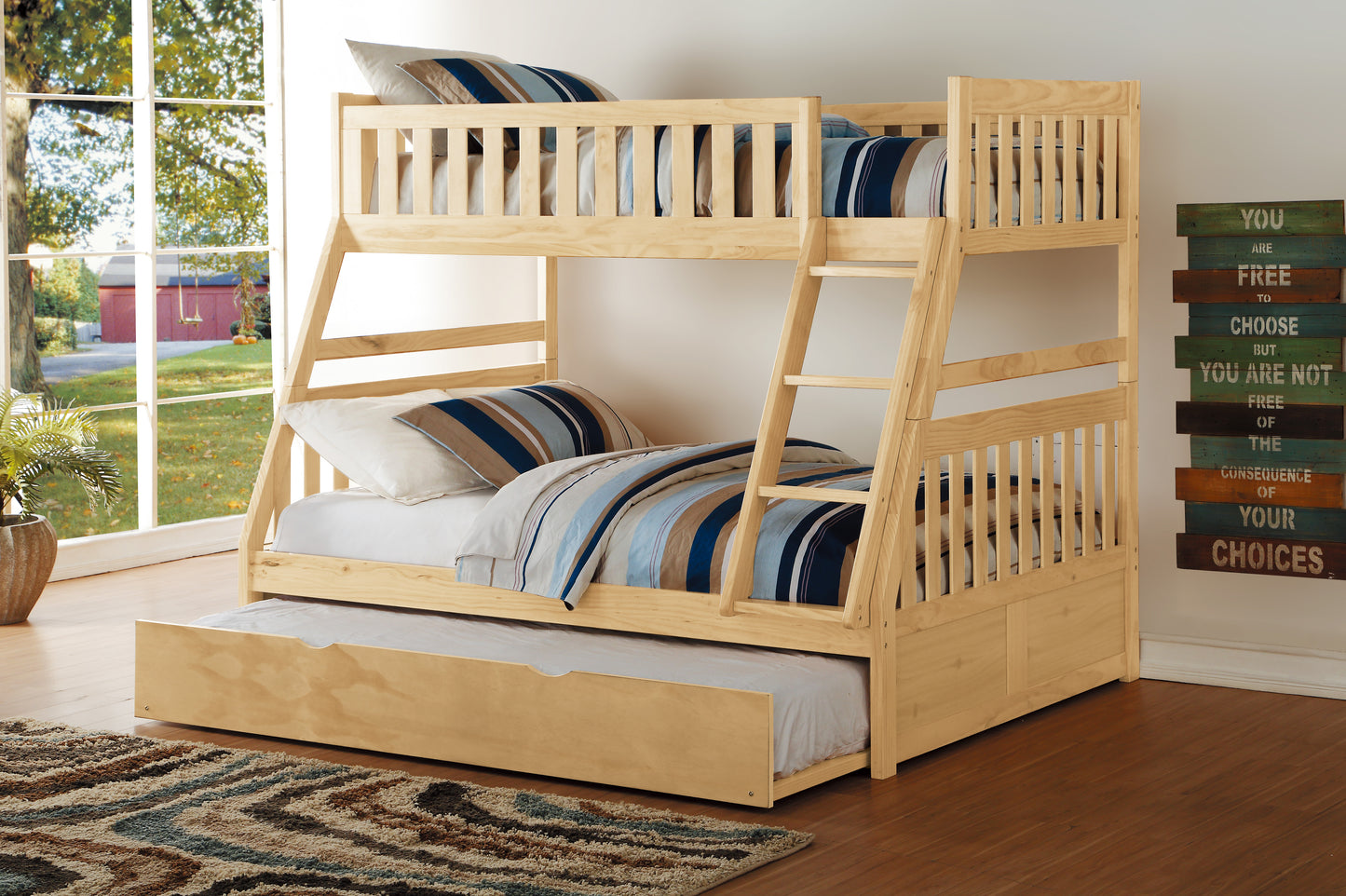 B2043TF-1*R - (4) Twin/Full Bunk Bed with Twin Trundle