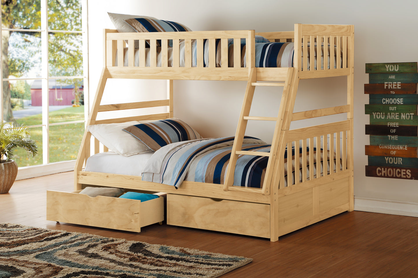 B2043TF-1*T - (4) Twin/Full Bunk Bed with Storage Boxes