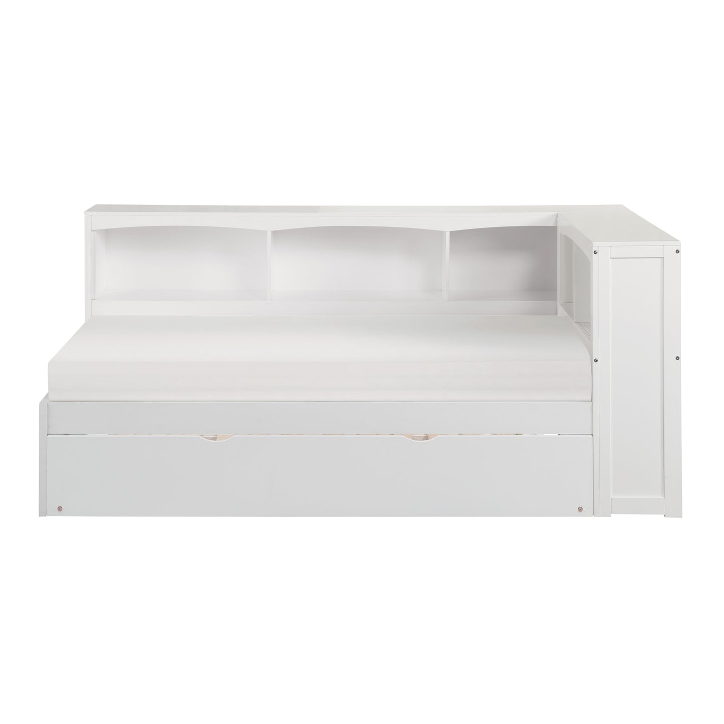 B2053BCW-1BCR* - (4) Twin Bookcase Corner Bed with Twin Trundle