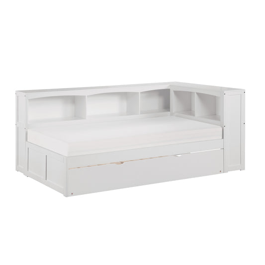 B2053BCW-1BCR* - (4) Twin Bookcase Corner Bed with Twin Trundle