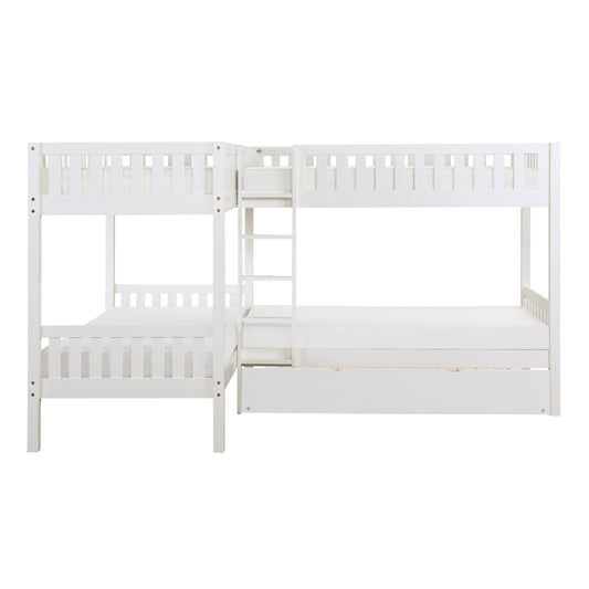 B2053CNW-1R* - (4) Corner Bunk Bed with Twin Trundle