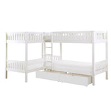 B2053CNW-1T* - (4) Corner Bunk Bed with Storage Boxes