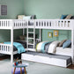 B2053CNW-1R* - (4) Corner Bunk Bed with Twin Trundle