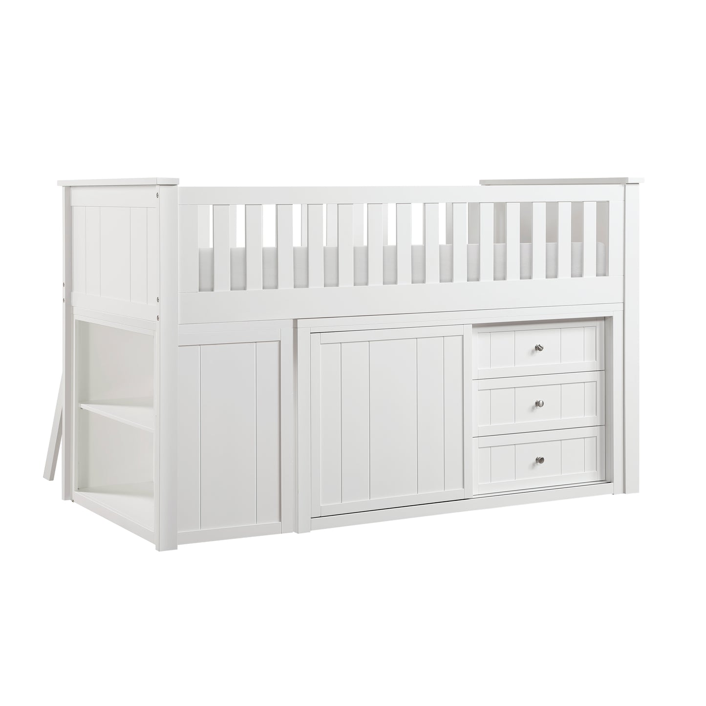 B2053LLW-1*BC2DR - (6) Low Loft Bunk with Bookcase and 2 Dressers