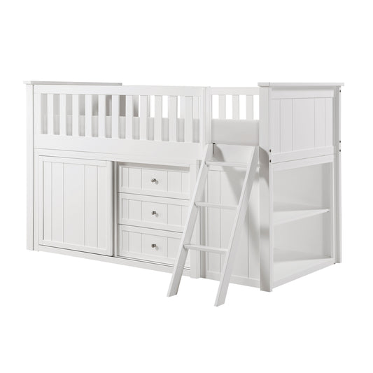 B2053LLW-1*BCDR - (5) Low Loft Bunk with Bookcase and Dresser
