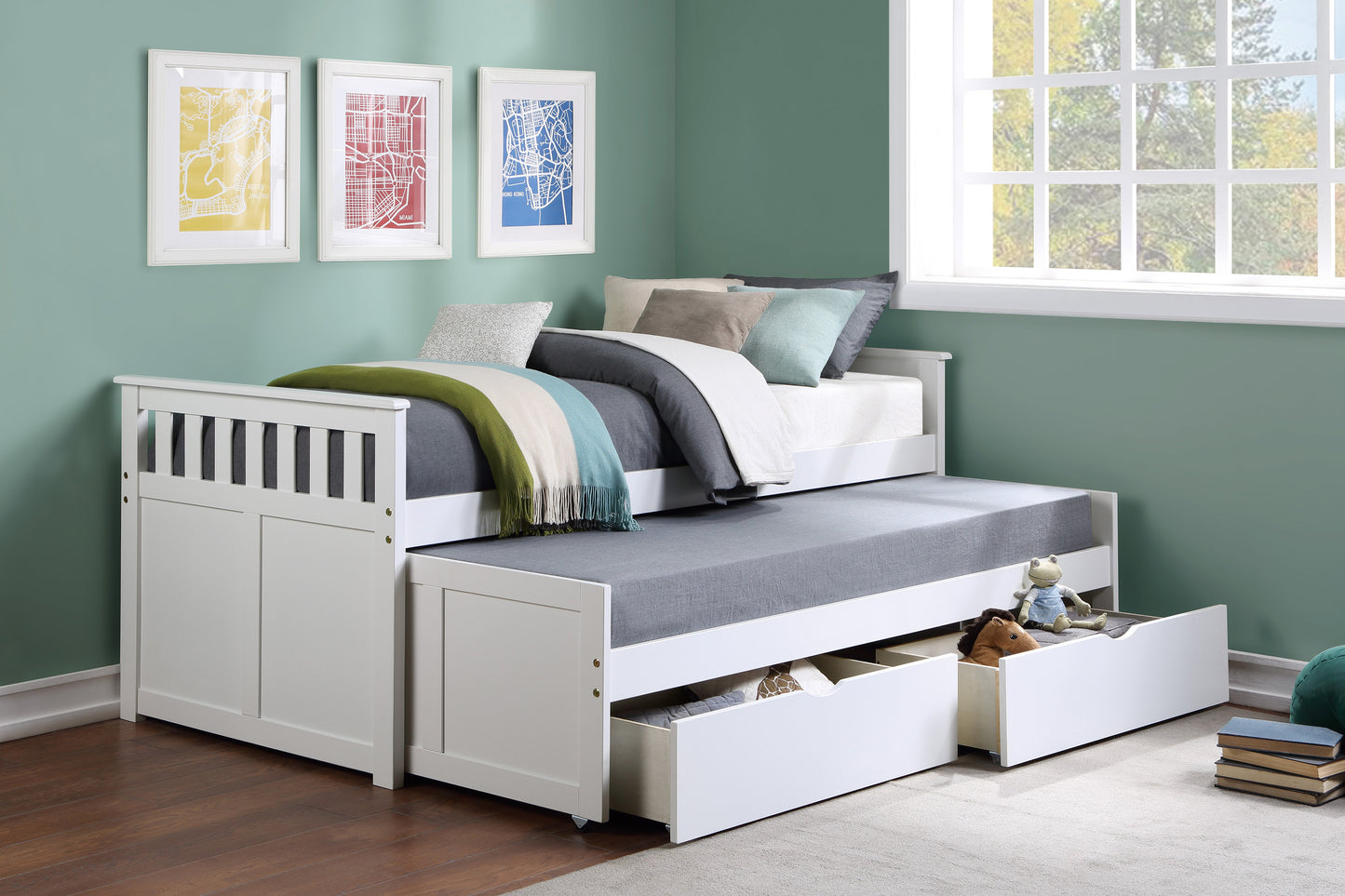 B2053RTW-1T* - (4) Twin/Twin Bed with Storage Boxes
