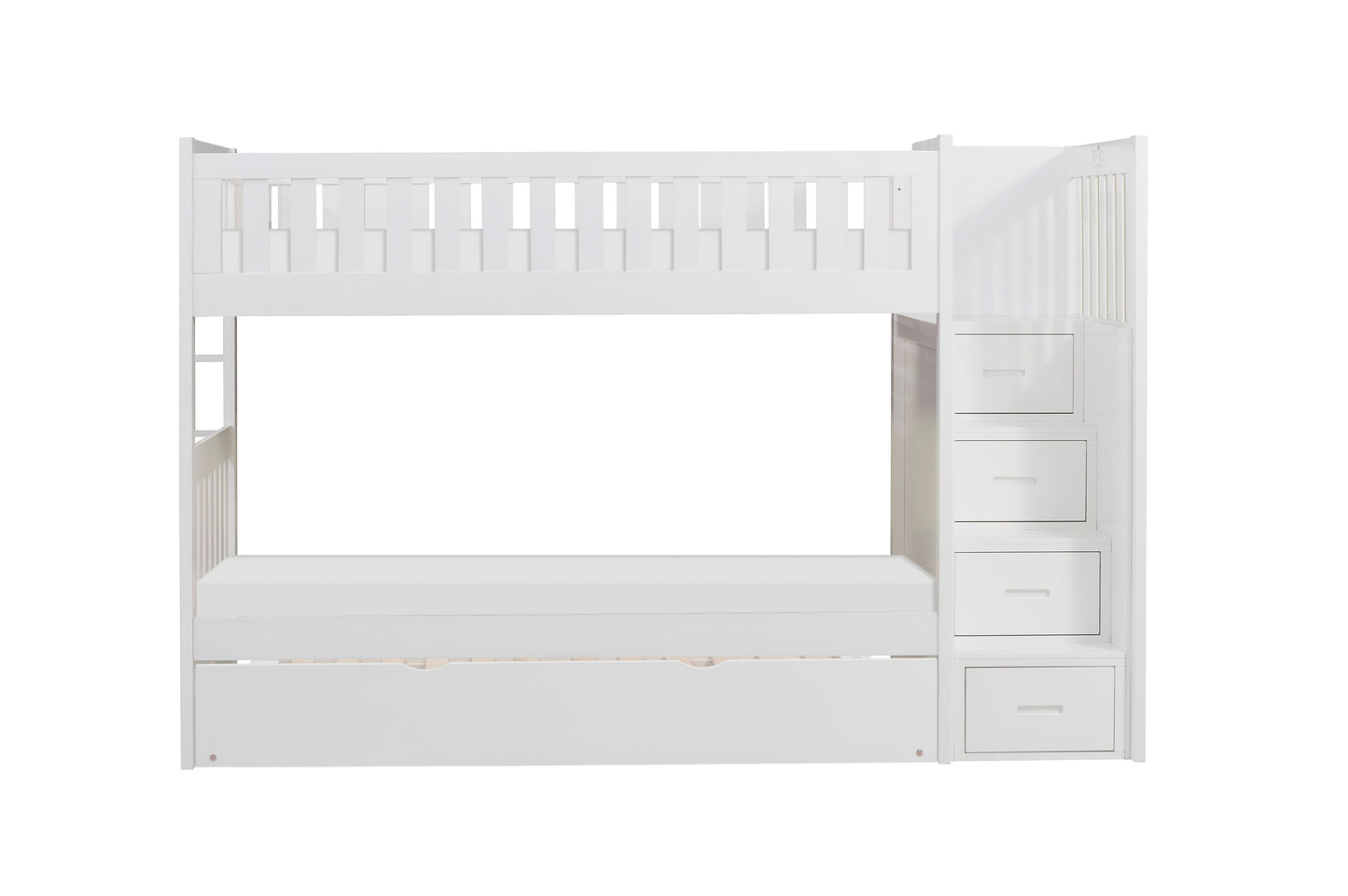 B2053SBW-1*R - (5) Twin/Twin Step Bunk Bed with Twin Trundle