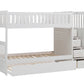 B2053SBW-1*R - (5) Twin/Twin Step Bunk Bed with Twin Trundle