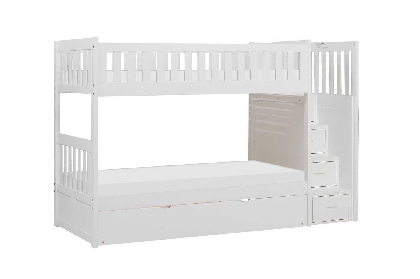 B2053SBW-1*R - (5) Twin/Twin Step Bunk Bed with Twin Trundle
