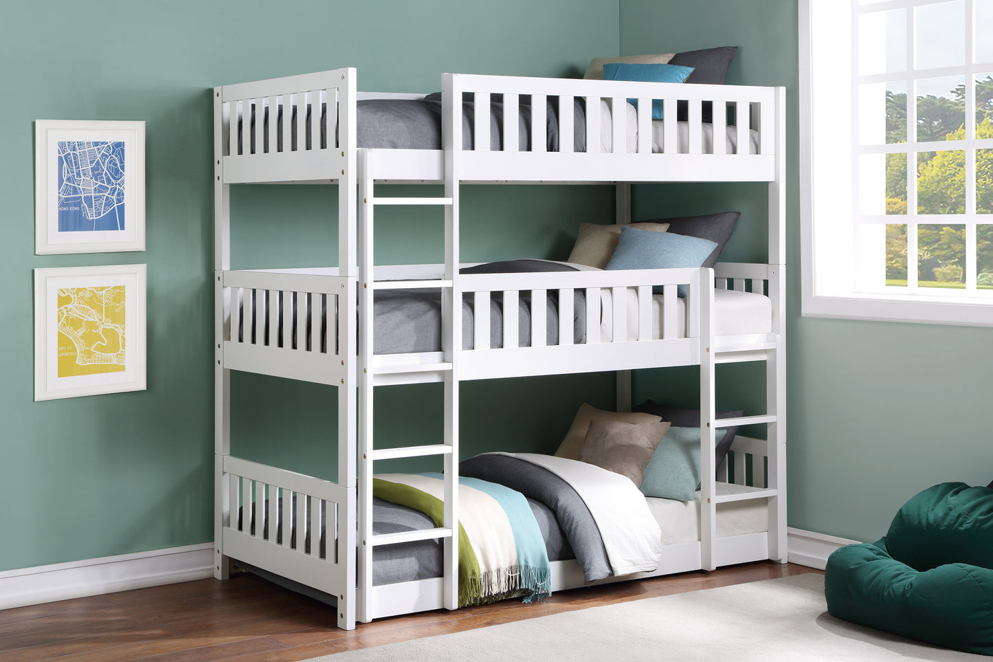 B2053TTTW-1* - (3) Triple Bunk Bed