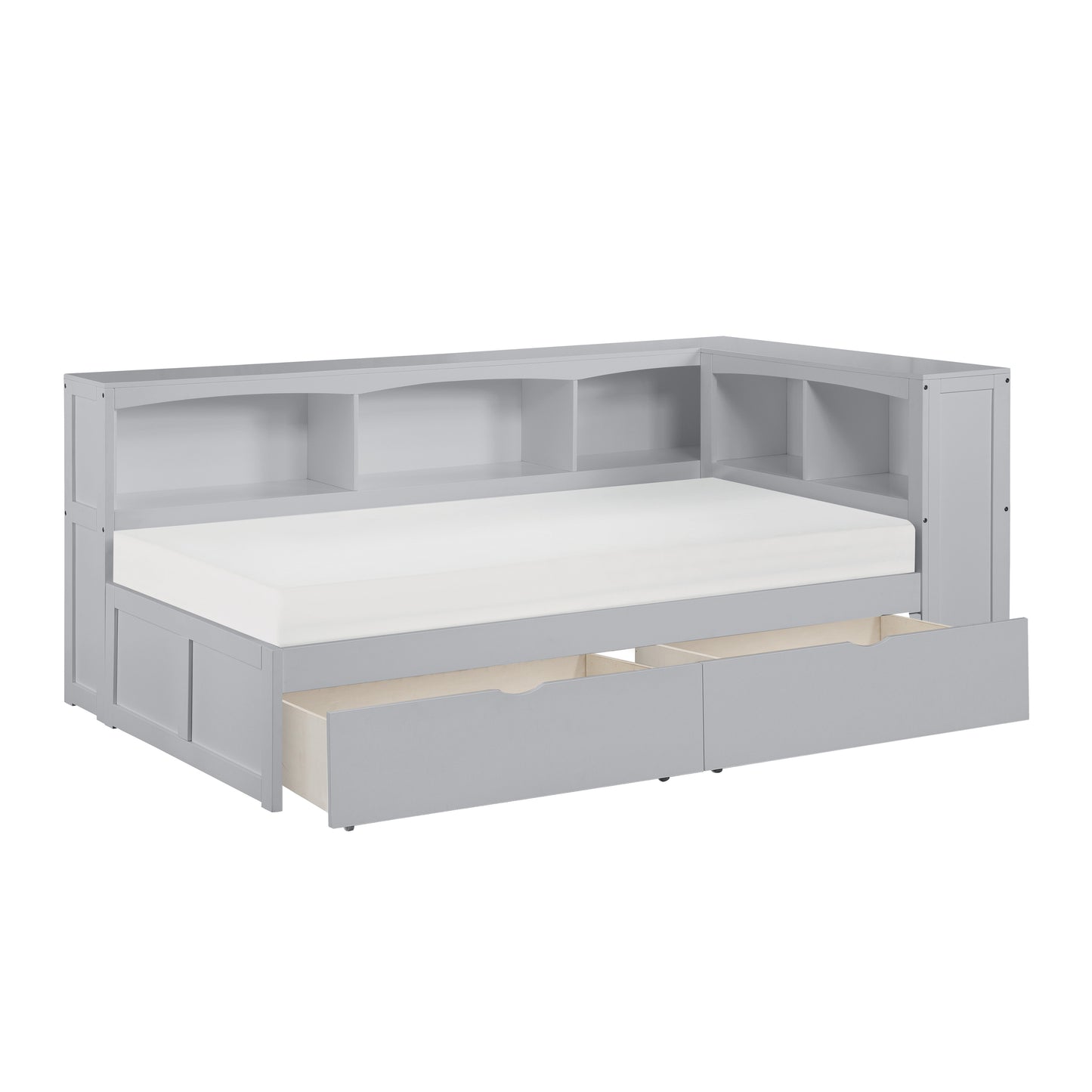 B2063BC-1BCT* - (4) Twin Bookcase Corner Bed with Storage Boxes