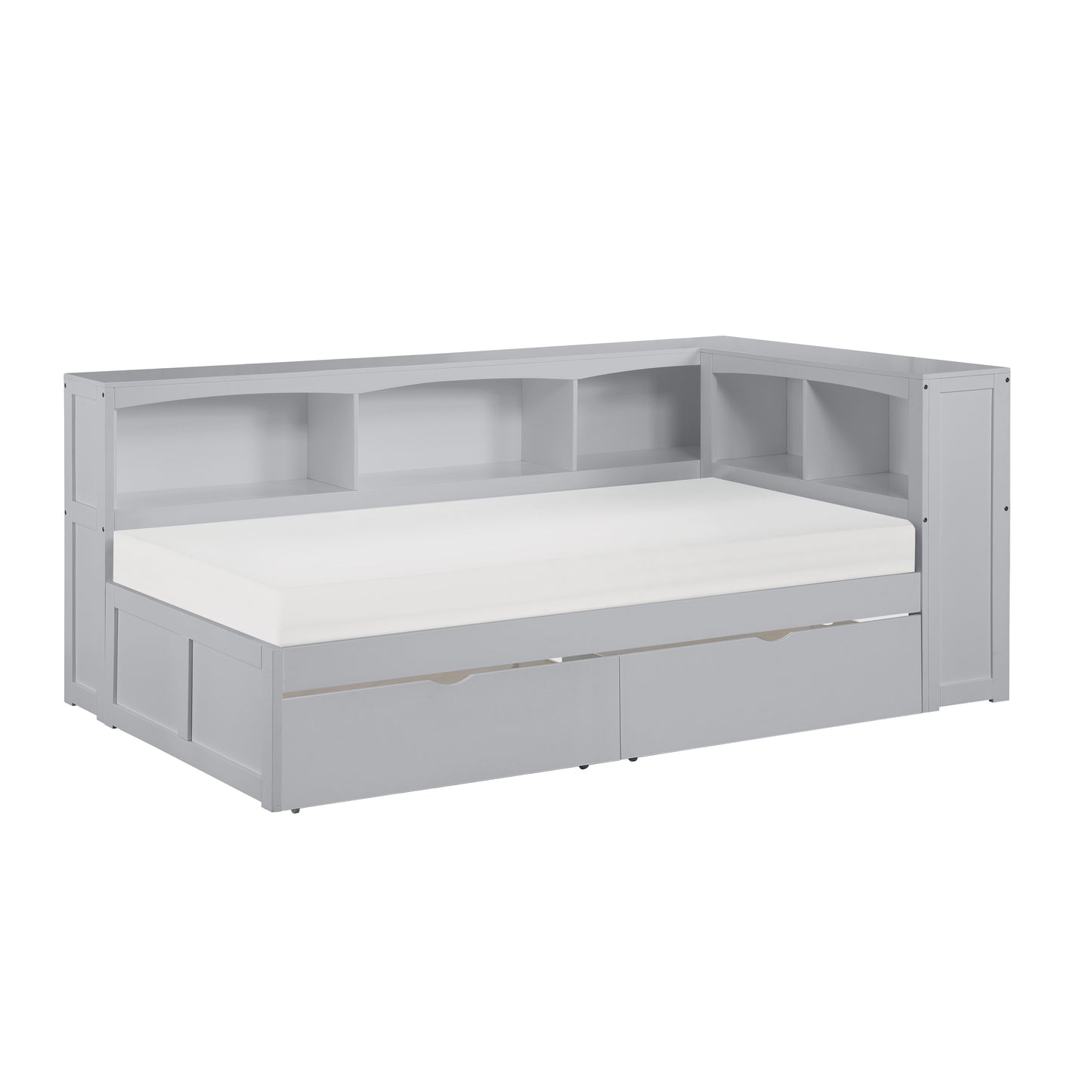 B2063BC-1BCT* - (4) Twin Bookcase Corner Bed with Storage Boxes