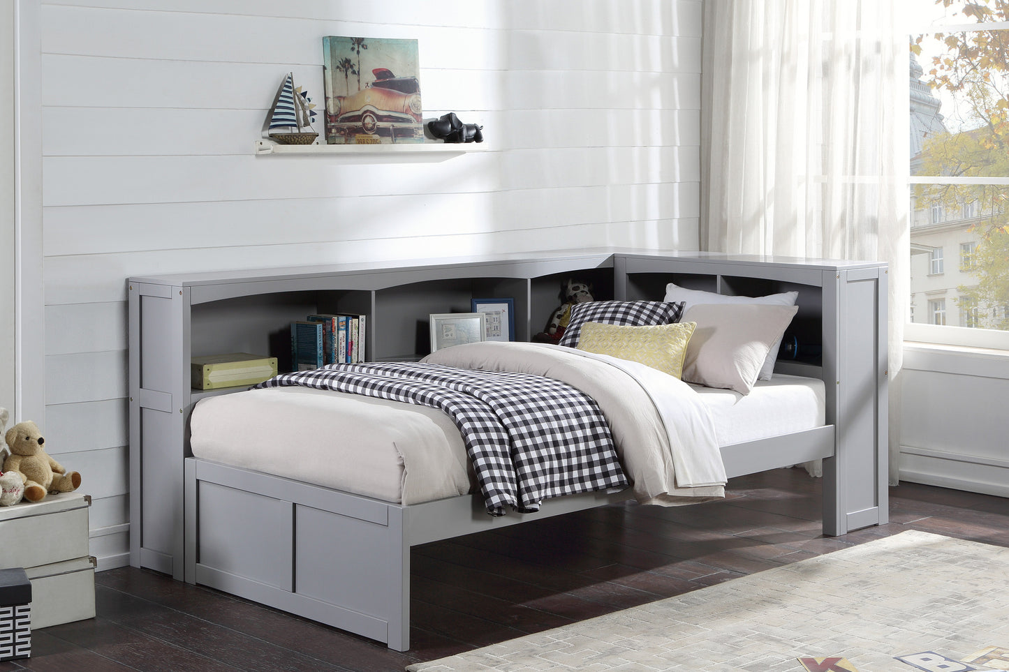 B2063BC-1BC* - (3) Twin Bookcase Corner Bed