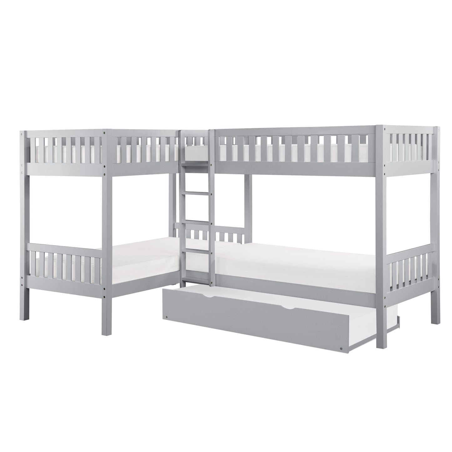 B2063CN-1R* - (4) Corner Bunk Bed with Twin Trundle
