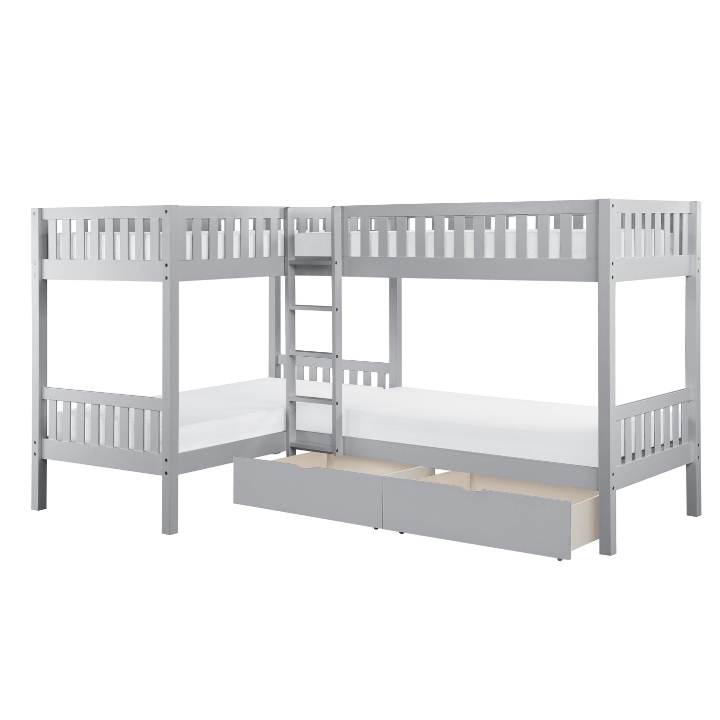 B2063CN-1T* - (4) Corner Bunk Bed with Storage Boxes