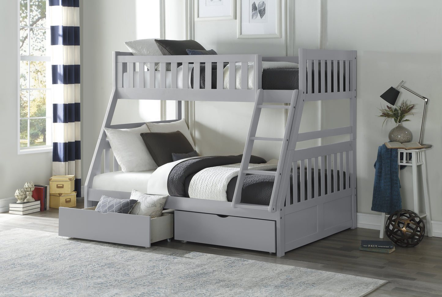 B2063TF-1*T - (4) Twin/Full Bunk Bed with Storage Boxes