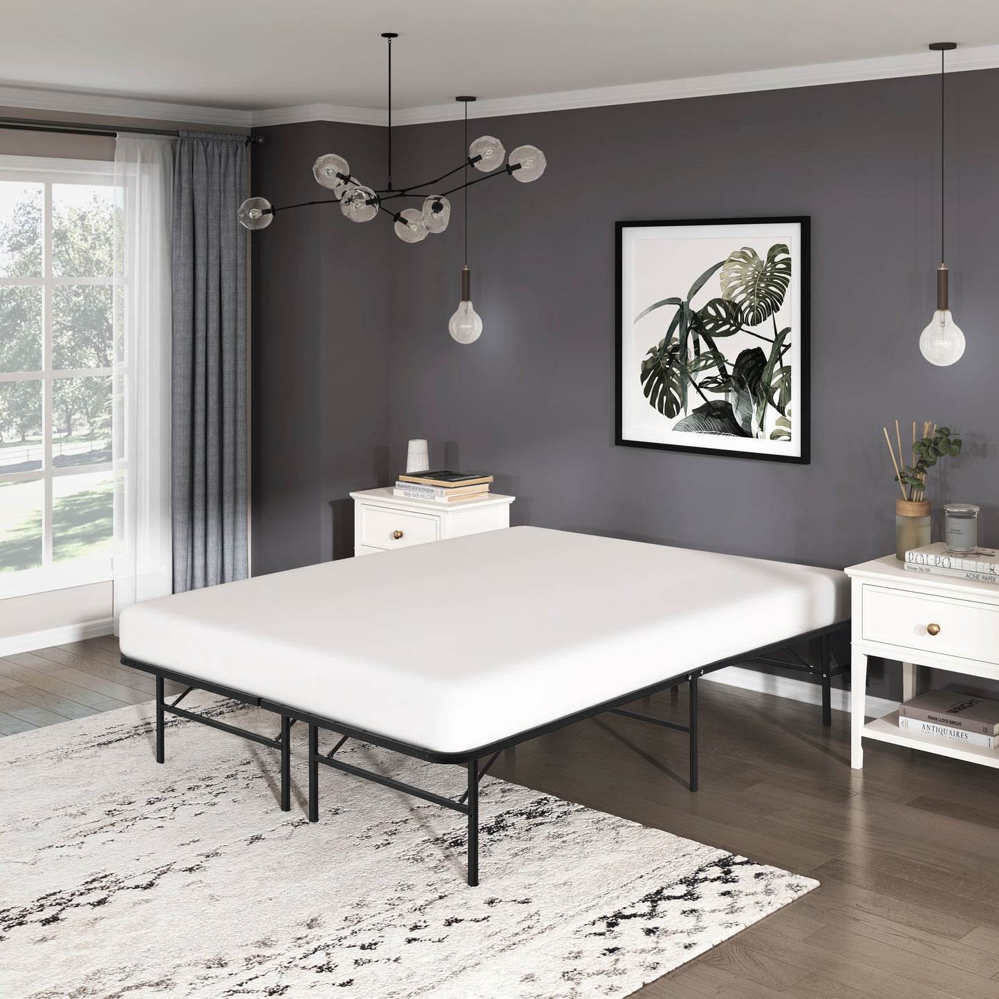 BF-1MT-Q - Queen Foldable Metal Platform Bed Frame, Toolless