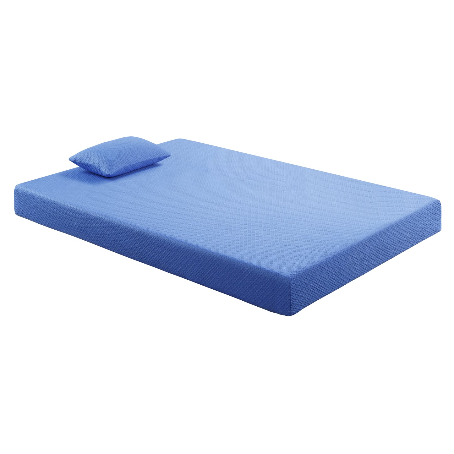 MT-PG07BLF - 7" Blue Full Gel-Infused Memory Foam Mattress and Pillow Set