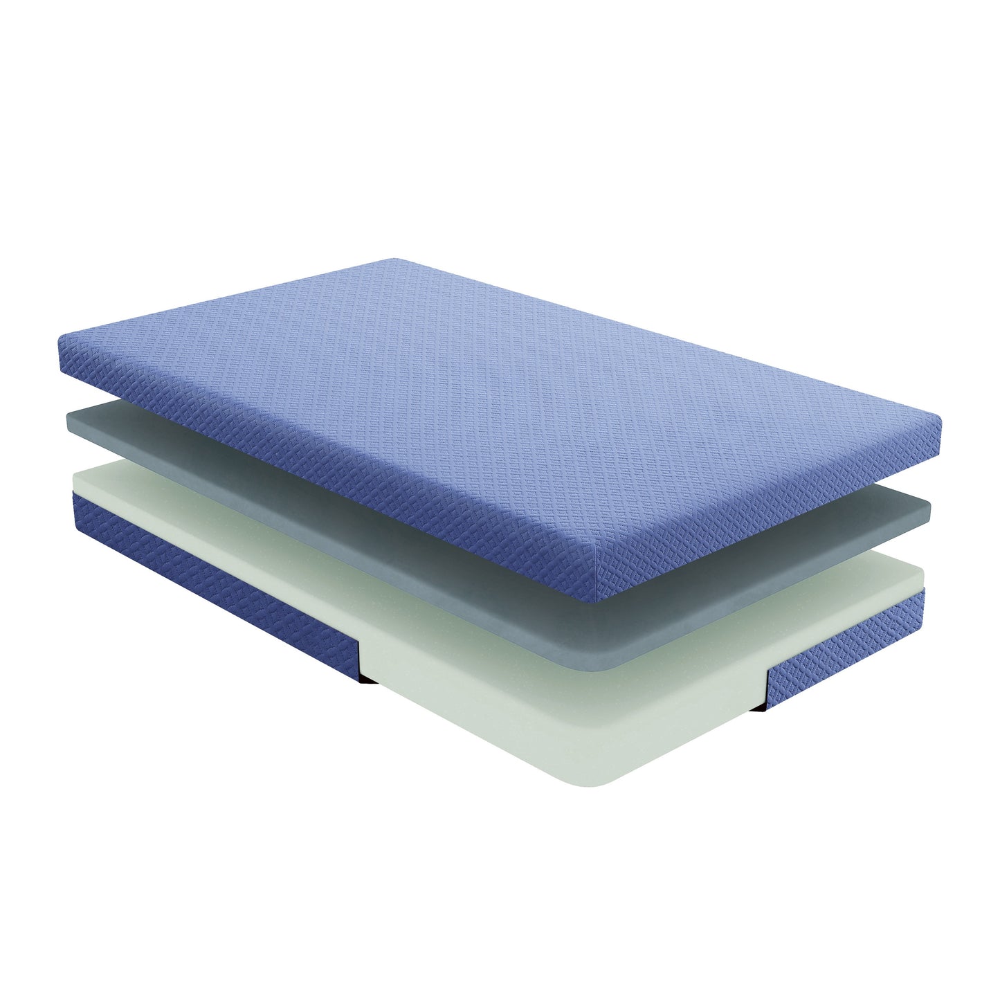 MT-PG07BLT - 7" Blue Twin Gel-Infused Memory Foam Mattress and Pillow Set