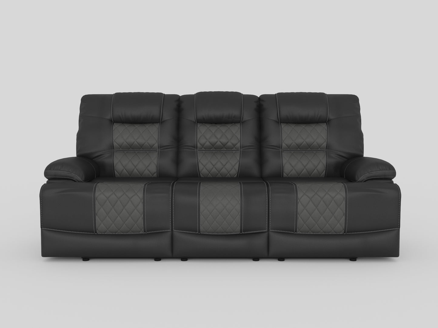 9388GRY-3 - Double Reclining Sofa with Center Drop-Down Cup Holders, Receptacles and USB Ports