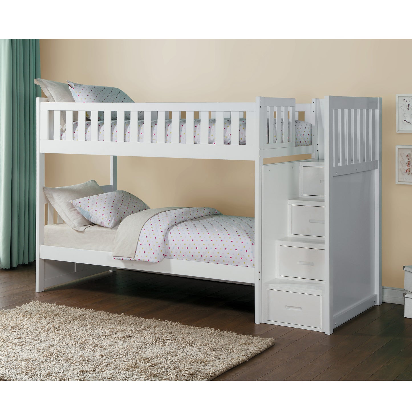B2053SBW-1* - (4) Twin/Twin Step Bunk Bed