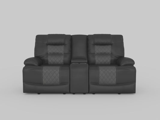 9388GRY-2 - Double Glider Reclining Love Seat with Center Console, Receptacles and USB Ports