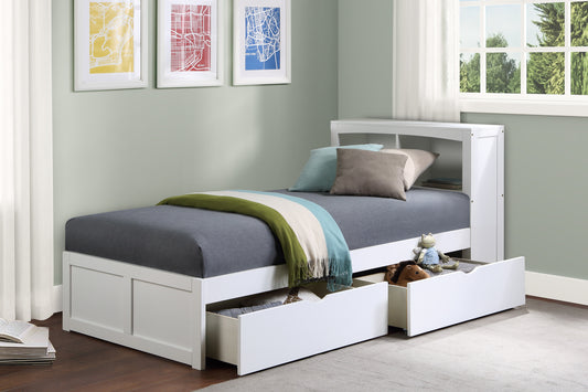 B2053BCW-1T* - (3) Twin Bookcase Bed with Storage Boxes